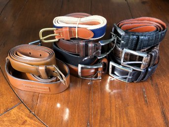 Lot Of Nine (9) High Quality Belts - Sizes 34-38 - POLO RALPH LAUREN - BANANA REPUBLIC - Leather And Croc