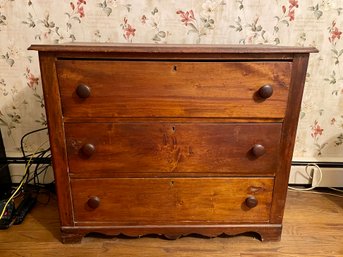 Late 1800s Three Drawer Wood Chest