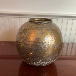 A Metal  Stamped Decorative Vessel From India