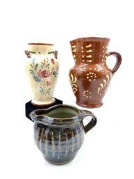 Grouping Of 3 Vintage Pottery Pieces Including Signed