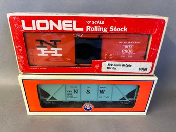 NIB Lionel Trains: New Haven High Cube Box Car & Quad Hopper, 6-9605 & 6-27795