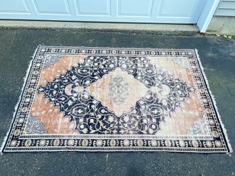 Antique Oriental Rug With Heavy Wear