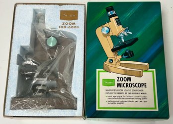 Vintage Sears Roebuck And Co Zoom Microscope - 100 To 600 Power - Unused In Box - 49-24034 - New Old Stock