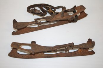 Pair Of Antique Metal Eureka Strap On Ice Skates From 1881 Newark, N.J.