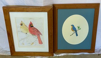 Two Framed Bird Drawings By T. Marshall