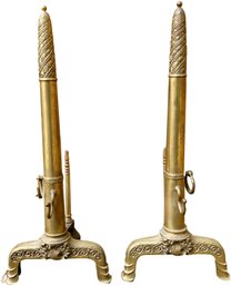 Pair Of Antique Bronze Andirons