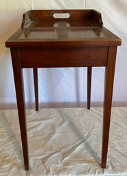 Small Circa 1940s Mahogany Table With Tooled Leather Inserts