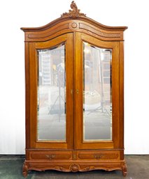 A Stunning Large French Provincial Mirrored Wardrobe In Quarter Sawn Oak, C. 1930's