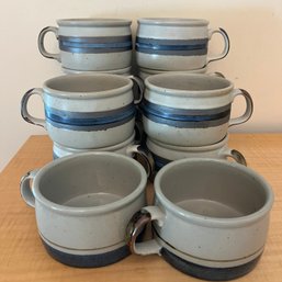 A Set Of 12 Glazed Earthenware Handled Soup Crocks