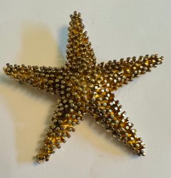 LARGE SIGNED DENICOLA GOLD TONE STARFISH BROOCH