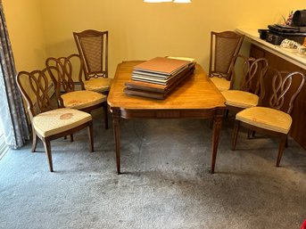 Mid-Century Modern Dining Table & Six Chair