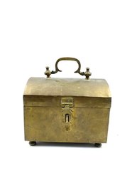 Vintage Solid Brass Keepsake Box W/ Handle & Latch