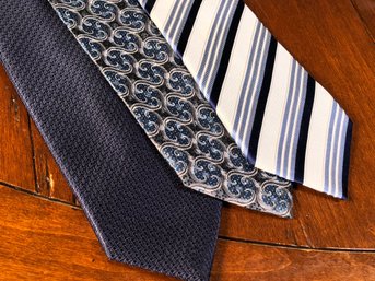 Lot Of Three (3) ERMENEGILDO ZEGNA Silk Ties - Current Retail $200-$250 Each - All Like New Condition !