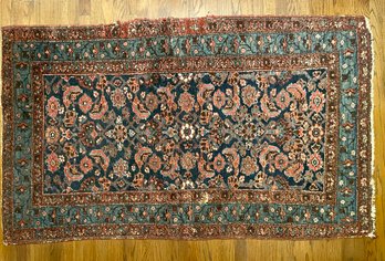 Antique Repaired Wool Carpet 3' 7' X 6'