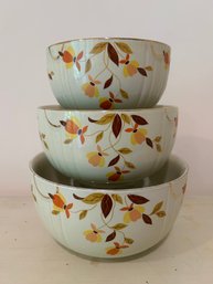 Vintage Hall China Jewel Tea Autumn Leave Nesting Mixing Bowl Set Of Three