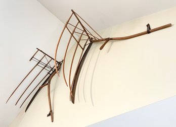 Large Late 18th Century Scythes (Rare To See Rakes Attached)