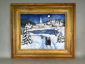 Beautiful Winter Scene Original Painting, Signed D Marandino