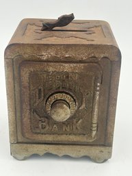 Antique Circa 1890 Cast Iron 'COIN DEPOSIT BANK'- Victorian Combination Coin Bank!