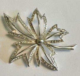 VINTAGE SIGNED NAPIER RHINESTONE LEAF SPRAY BROOCH