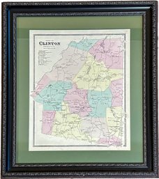 A Framed Antique Map Of The Town Of Clinton, NY