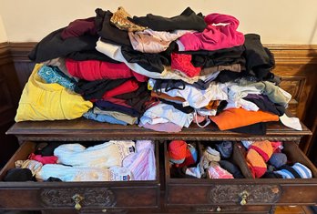 Large Unsorted Collection Of Womens Clothes: Tops, Robes, Dancewear, Socks, Slips & Much More