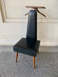 Vintage Mid Century Black Vinyl Mens Valet Chair
