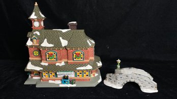 Department 56 Snow Village Station & Stone Bridge With Boxes