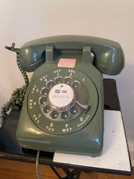 Vintage Olive Green Bell Rotary Phone.