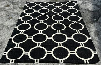 A Modern Wool Area Rug, In Art Deco Geometric Pattern, Likely West Elm