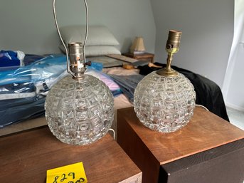 Pair Round Ball Crystal Lamps