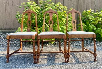 Three Oak Side Chairs