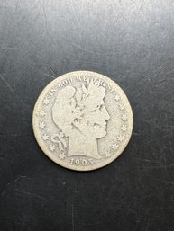 1905 Silver Barber Half Dollar