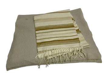 Johnsons Cashmere Scarf, 100 Percent Cashmere, Made In Scotland & One Large Cashmere Ribbed Wrap