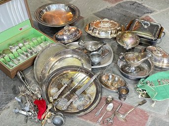 An Abundance Of Vintage And Antique Silverplated Servingware