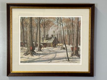 Frank Panabaker Signed Maple Sugaring Art