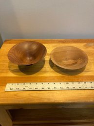 Two Handmade Small Wooden Bowls Signed