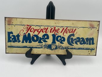 Vintage 1950s Tin Advertising Sign 'EAT MORE ICE CREAM'