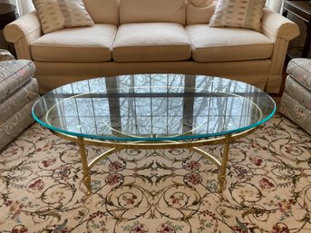 Brass Oval Coffee Table With Glass Top