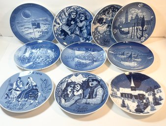 Lot Of 10 Blue & White Decorative Plates