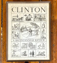 A Vintage Woodcut Print - Bicentennial Town Of Clinton Review Poster