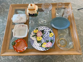 Table Lot Of Glass And Ceramic Items