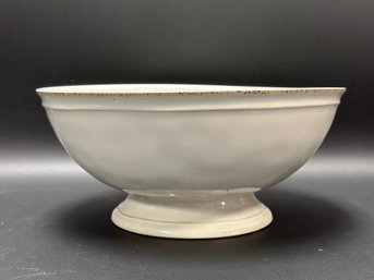 Pottery Barn Footed Stoneware Bowl, Handcrafted In Portugal