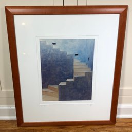 Very Nice Print - Signed Alex K Illegible Print - Azul, Mexico - Stairs Up And Down - Very Nice Print !