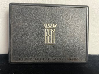 Vintage KEM Double Deck Florentine Plastic Playing Cards In Original Case
