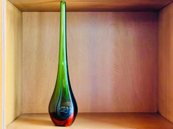 Stunning MCM Colored Art Glass Stem Vase