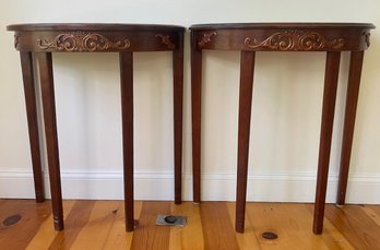 Pair Cherry Demilune Side Tables