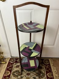 Antique Folding Pie Rack With Funky Paint Treatment