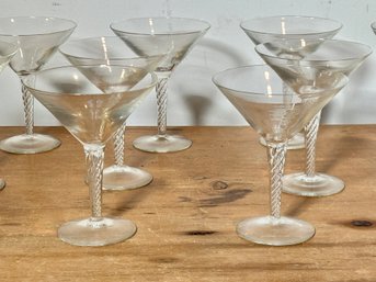 Lovely Set Of 10 Martini Glasses Wit Braided Stem
