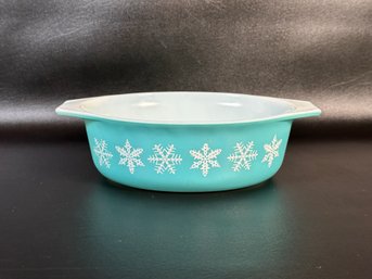 Vintage Pyrex: Turquoise Oval Casserole, Snowflake Pattern