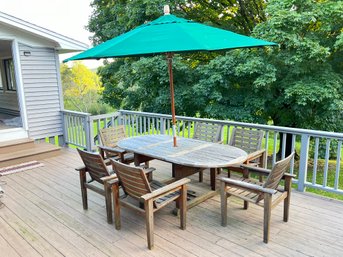 Teak Patio Table And Chair Set With Umbrella